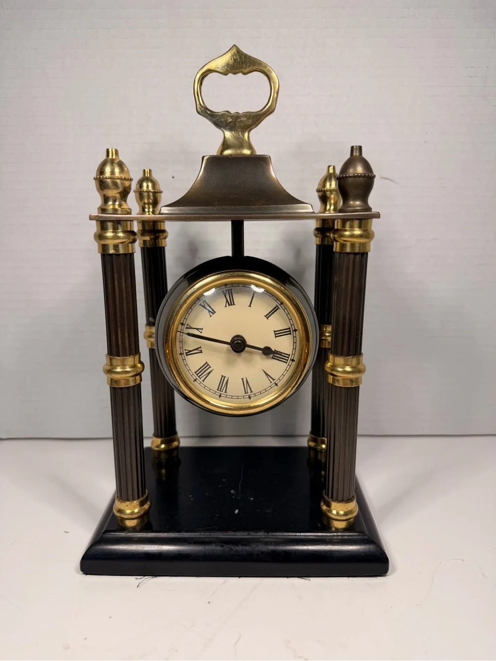 The Bombay Company Vintage Pavilion Mantel Clock with Brass Columns